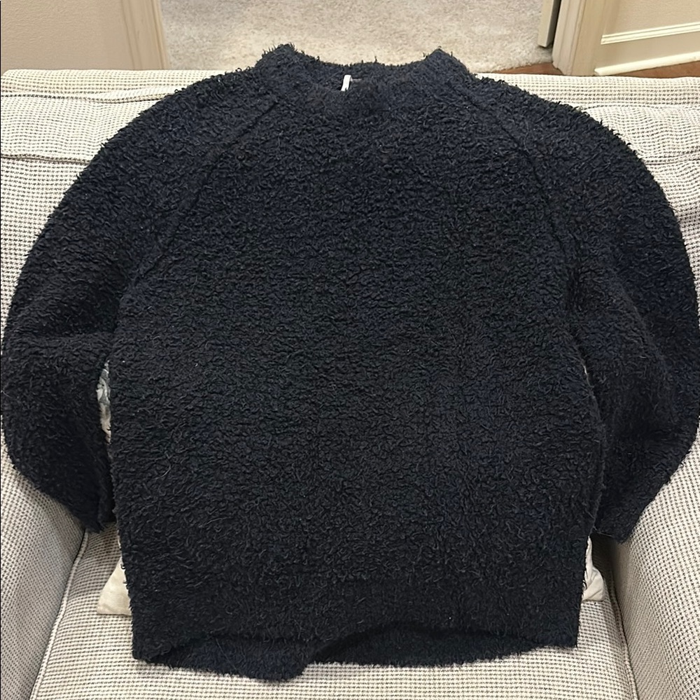 Free People Black Cowl Neck Sweater with Chunky Knit